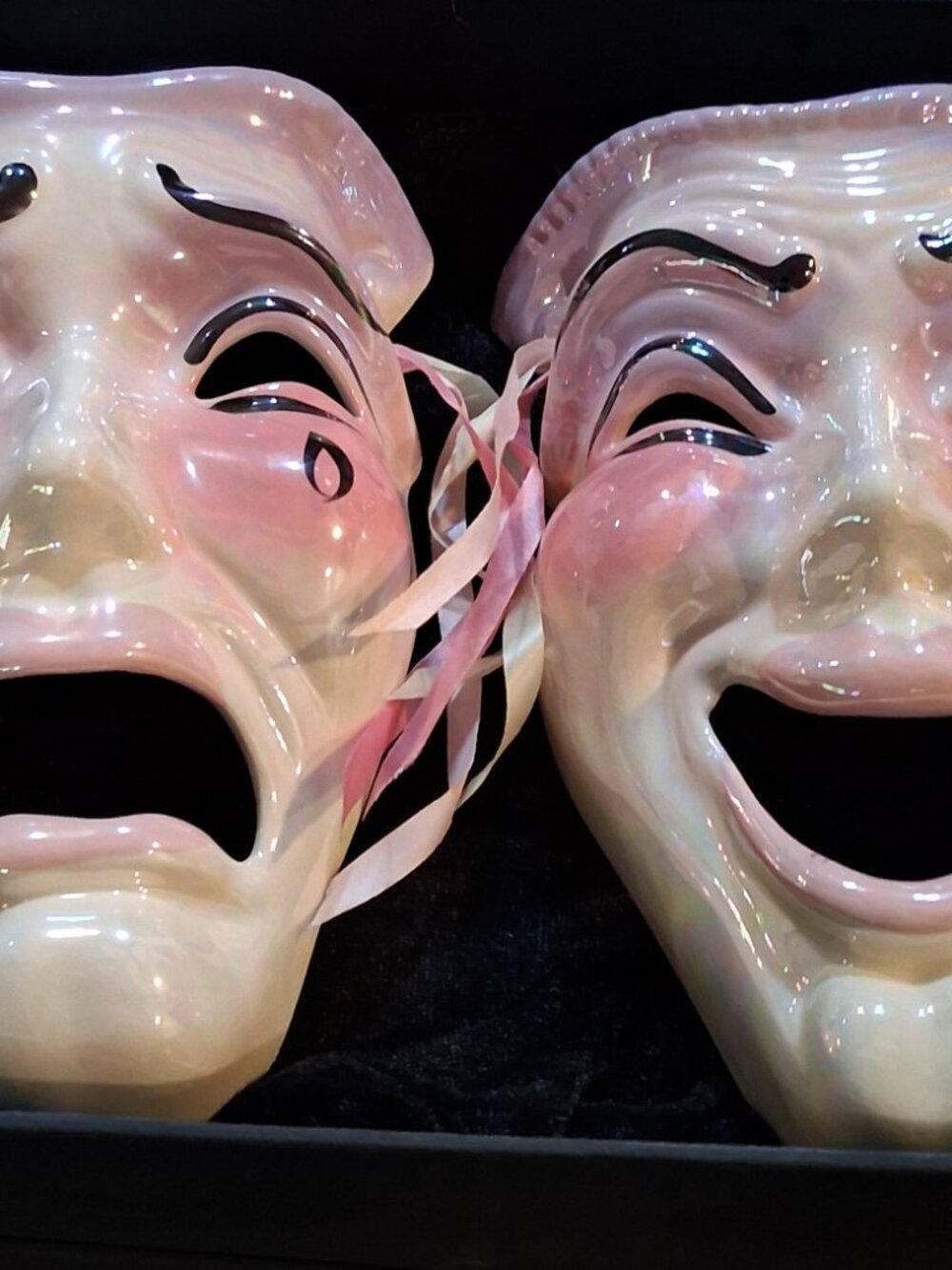 Vintage Ceramic Comedy and Tragedy Theater Wall Mask-Set of 2